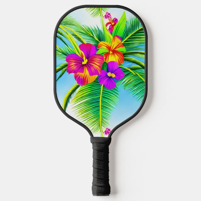 Hawaiian Tropical Seamless Pattern Pickleball Paddle (Front)