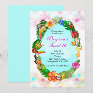 Hawaiian Tropical Summer Things Frame Luau Party Invitation