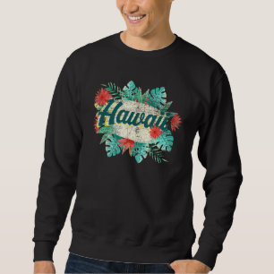 Hawaiian Tropical Summer Vacation Palm Leaves Flor Sweatshirt