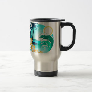 HAWAIIAN TROPICAL SURF ART TRAVEL MUG