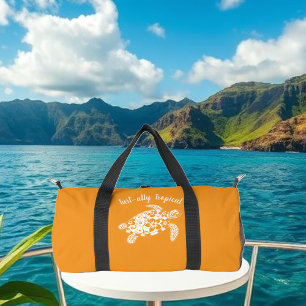 Hawaiian Turtle Fisherman Core Orange Duffle Bag