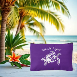 Hawaiian Turtle Fisherman Core Purple Accessory Pouch
