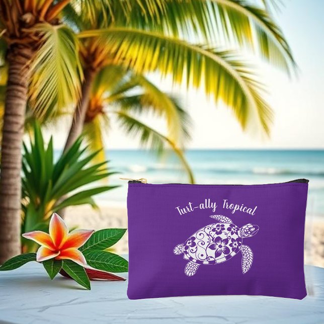 Hawaiian Turtle Fisherman Core Purple Accessory Pouch (Hawaiian Turtle Turt-ally Tropical Fisherman Core Small Cosmetic Bag Purple)