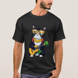 Hawaiian Tuxedo Cat & Pineapple Ukulele Summer Vac T-Shirt