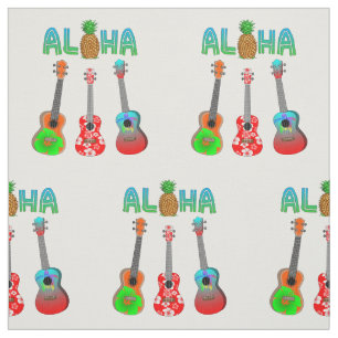 Hawaiian Ukulele Aloha Hawaii Fabric