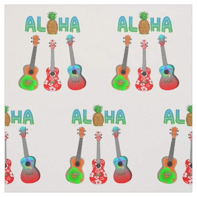 Hawaiian Ukulele Aloha Hawaii Fabric (Swatch)