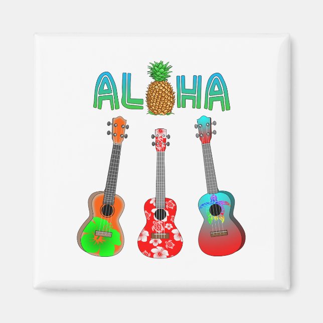 Hawaiian Ukulele Aloha Hawaii Magnet (Front)