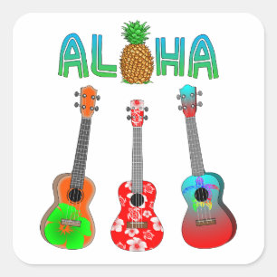Hawaiian Ukulele Aloha Hawaii Square Sticker