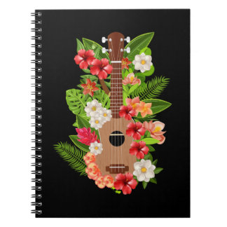 Hawaiian Ukulele Guitar Flowers Hawaii Notebook