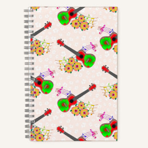 Hawaiian Ukulele Hibiscus Flowers Floral Notebook