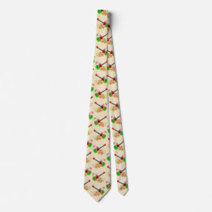 Hawaiian Ukulele Hibiscus Flowers Tie