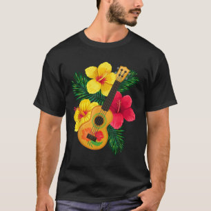Hawaiian Ukulele Retro Uke Hibiscus T-Shirt