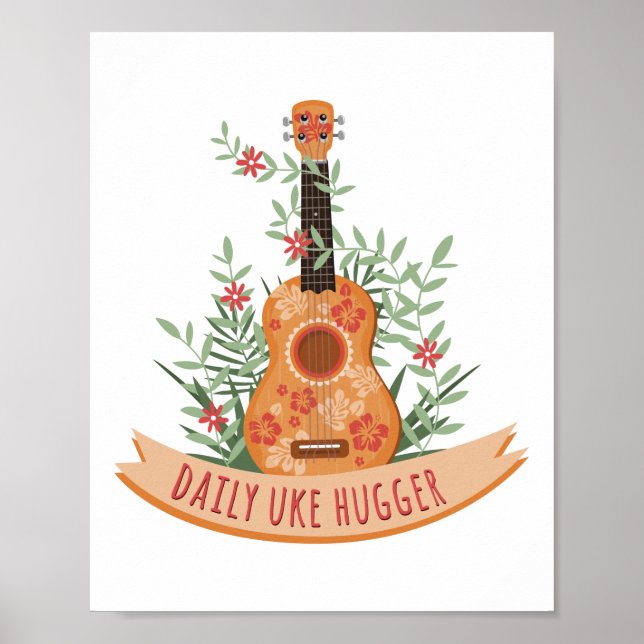 Hawaiian Ukulele Uke Daily Uke Hugger Poster (Front)