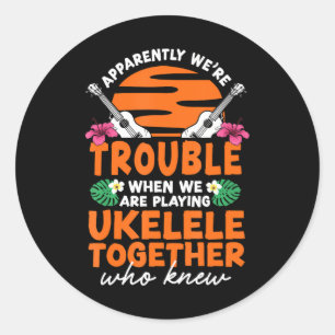 Hawaiian Ukulele Uke Friends Besties Buddies Classic Round Sticker