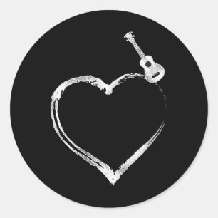 Hawaiian Ukulele Uke Heart Classic Round Sticker