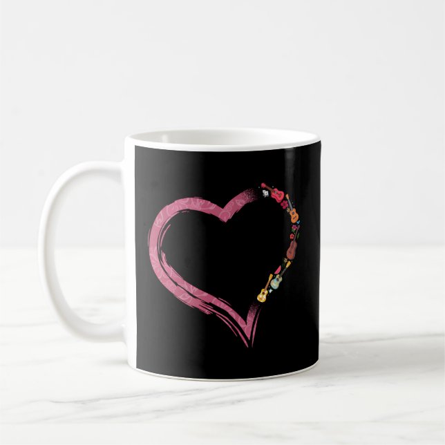 Hawaiian Ukulele Uke Heart Coffee Mug (Left)