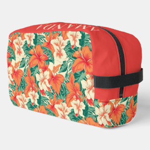 Hawaiian vibe colourful tropical flowers pattern dopp kit