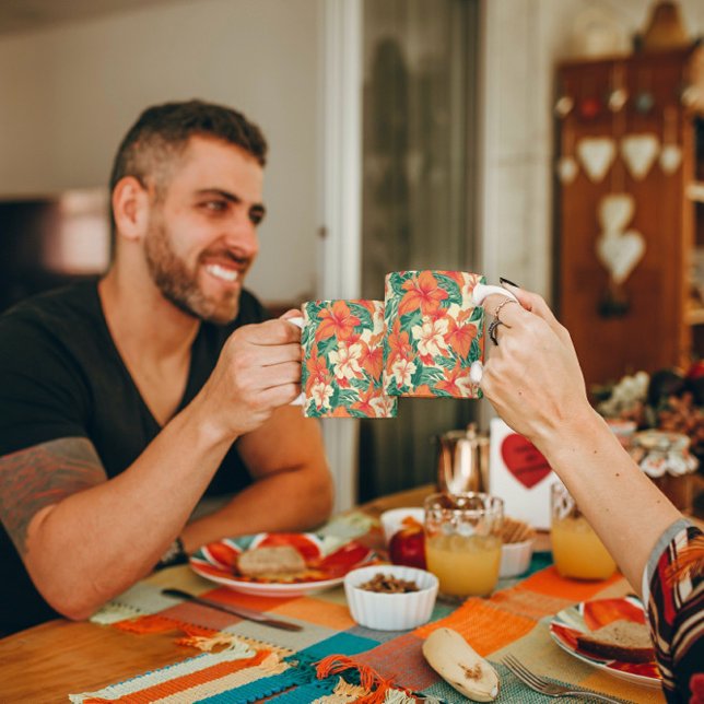 Hawaiian vibe tropical flowers pattern coffee mug (Creator Uploaded)