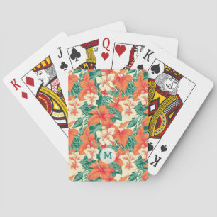 Hawaiian vibe tropical flowers pattern playing cards