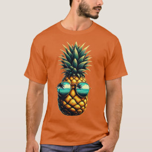 Hawaiian Vibes Pineapple Art with Sunglasses TShir T-Shirt