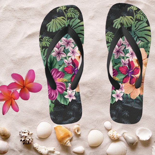 Hawaiian Vintage Aloha Shirt Style Flip Flops (Creator Uploaded)