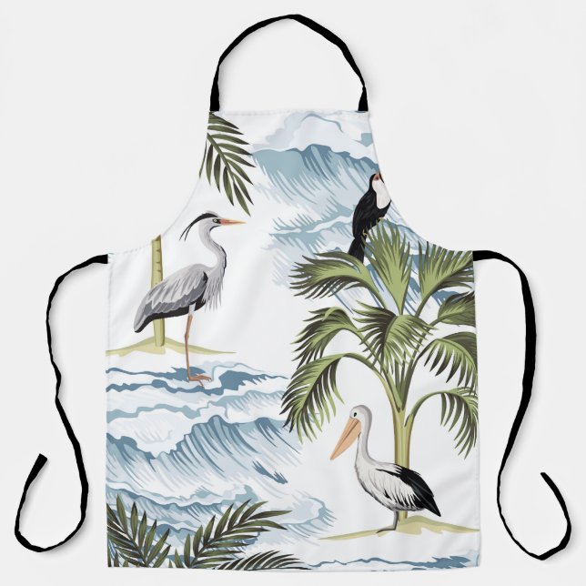 Hawaiian vintage, floral summer pattern. apron (Front)