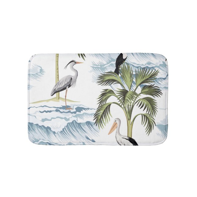 Hawaiian vintage, floral summer pattern. bath mat (Front)