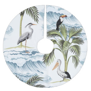 Hawaiian vintage, floral summer pattern. brushed polyester tree skirt