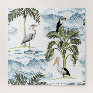 Hawaiian vintage, floral summer pattern. jigsaw puzzle