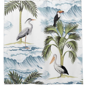 Hawaiian vintage, floral summer pattern. shower curtain