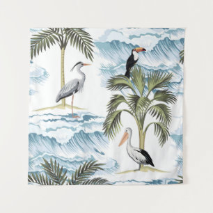 Hawaiian vintage, floral summer pattern. tapestry