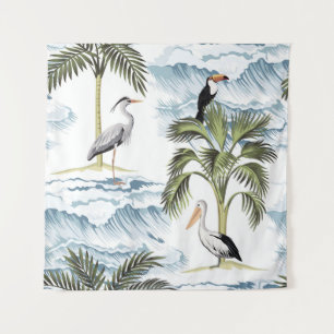 Hawaiian vintage, floral summer pattern. tapestry