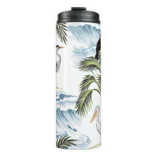 Hawaiian vintage, floral summer pattern. thermal tumbler