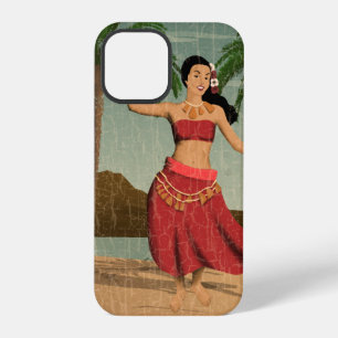 Hawaiian Vintage Hula Girl Distressed Postcard iPhone 12 Pro Case
