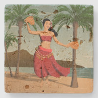 Hawaiian Vintage Hula Girl Distressed Postcard
