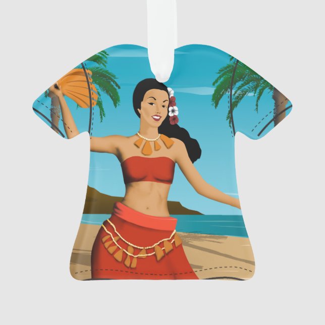 Hawaiian Vintage Mele Kalikimaka Aloha Shirt Ornament (Back)