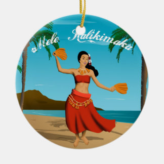 Hawaiian Vintage Mele Kalikimaka Customisable Ceramic Tree Decoration