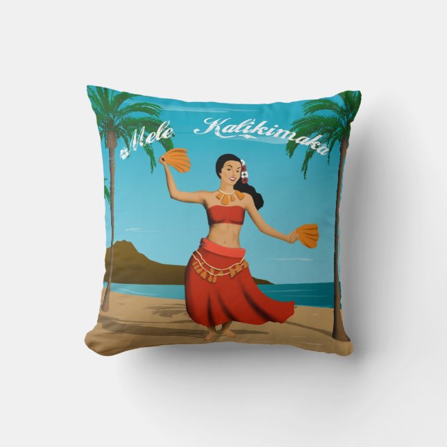 Hawaiian Vintage Mele Kalikimaka Postcard Cushion (Front)