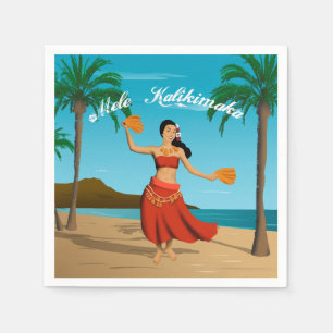 Hawaiian Vintage Mele Kalikimaka Postcard Napkin