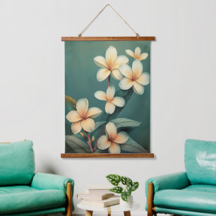 Hawaiian Vintage Plumeria Hanging Tapestry
