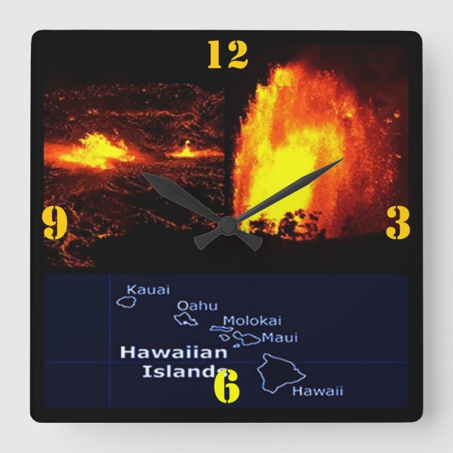 Hawaiian Volcano lava flow Square Wall Clock (Front)