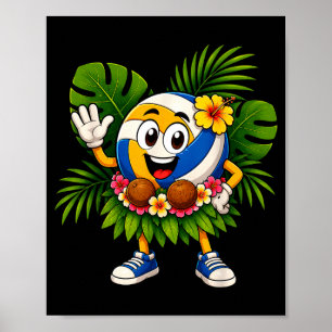 Hawaiian volleyball ball tropical beach summer poster