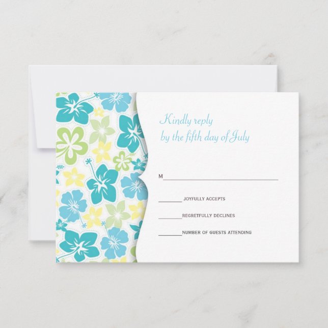 Hawaiian Wedding RSVP response card (Front)