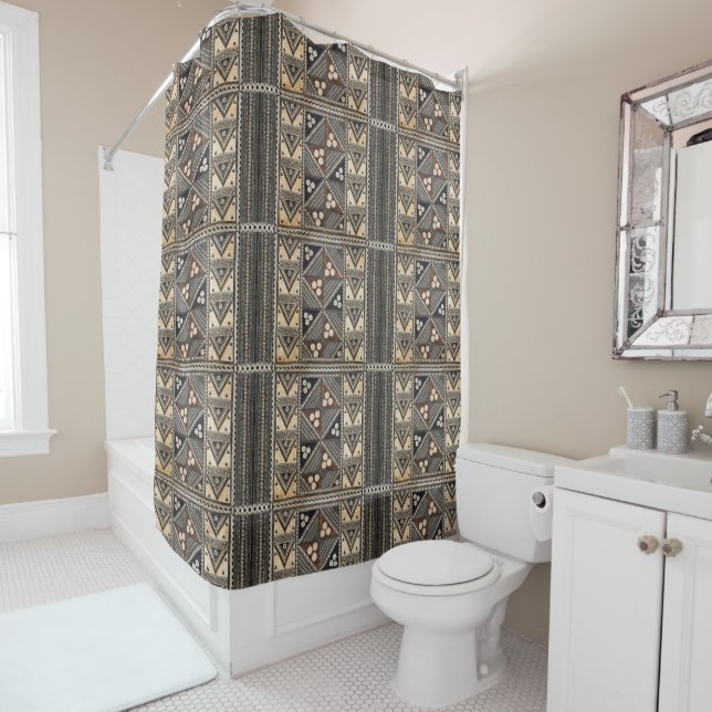 Hawaiian Wedding Tapa Cloth Shower Curtain (In Situ)