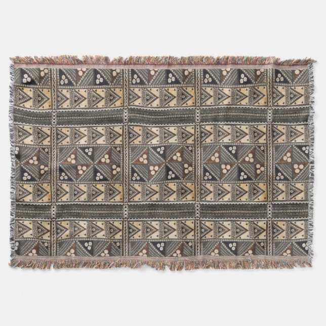 Hawaiian Wedding Tapa Cloth Throw Blanket (Front)