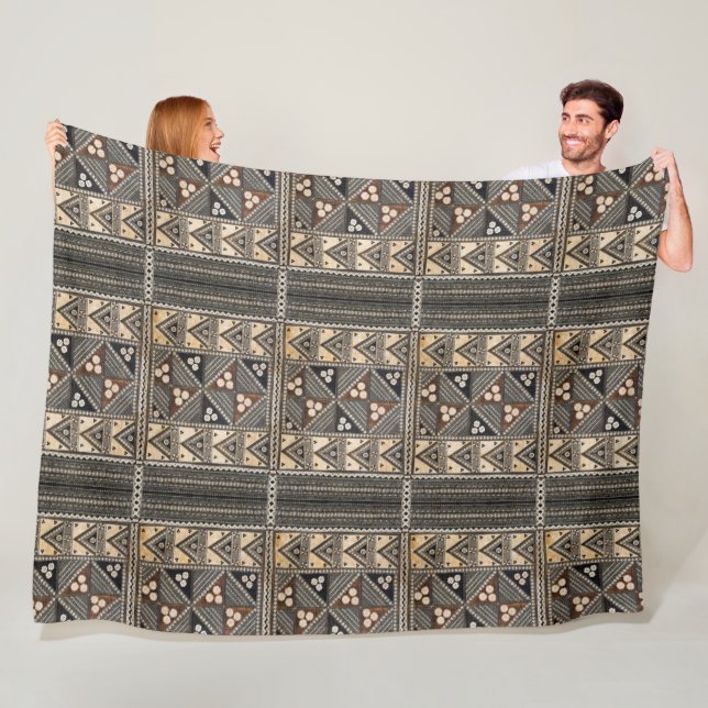 Hawaiian Wedding Tapa Pattern Fleece Blanket (In Situ)