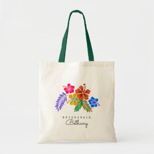 Hawaiian Wedding Theme Hibiscus Bridesmaid Tote Bag