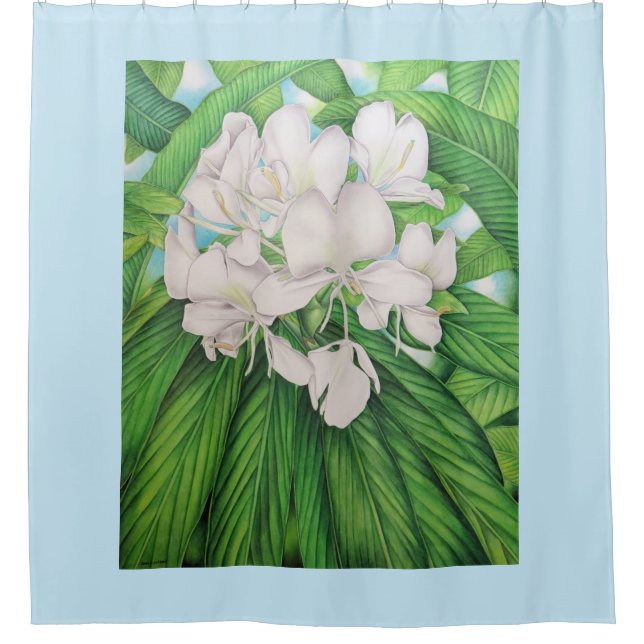 Hawaiian White Ginger Shower Curtain (Front)
