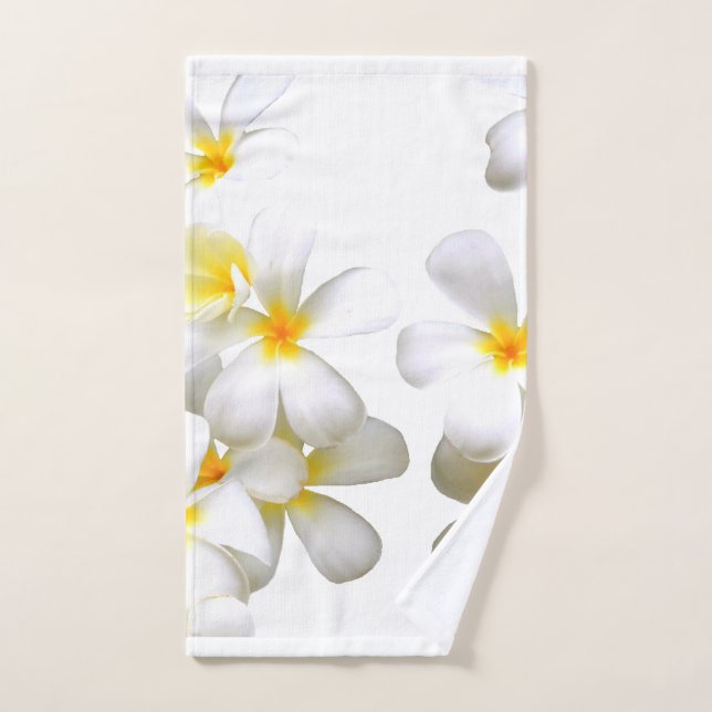 Hawaiian white plumeria flower hand towel (Hand Towel)