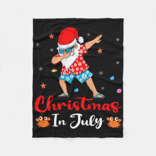 Hawaiian Xmas Dab Dabbing Santa Summer Christmas I Fleece Blanket